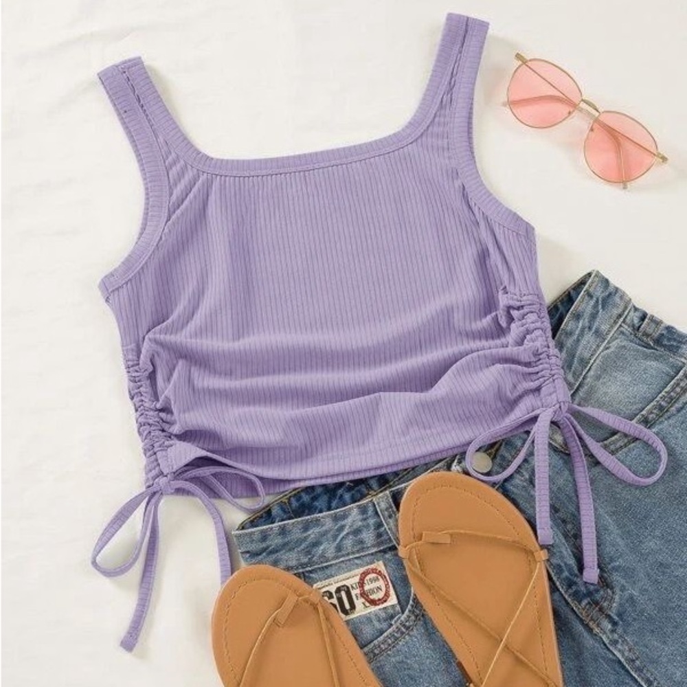 SHEIN Ruched Drawstring Side Tank Top